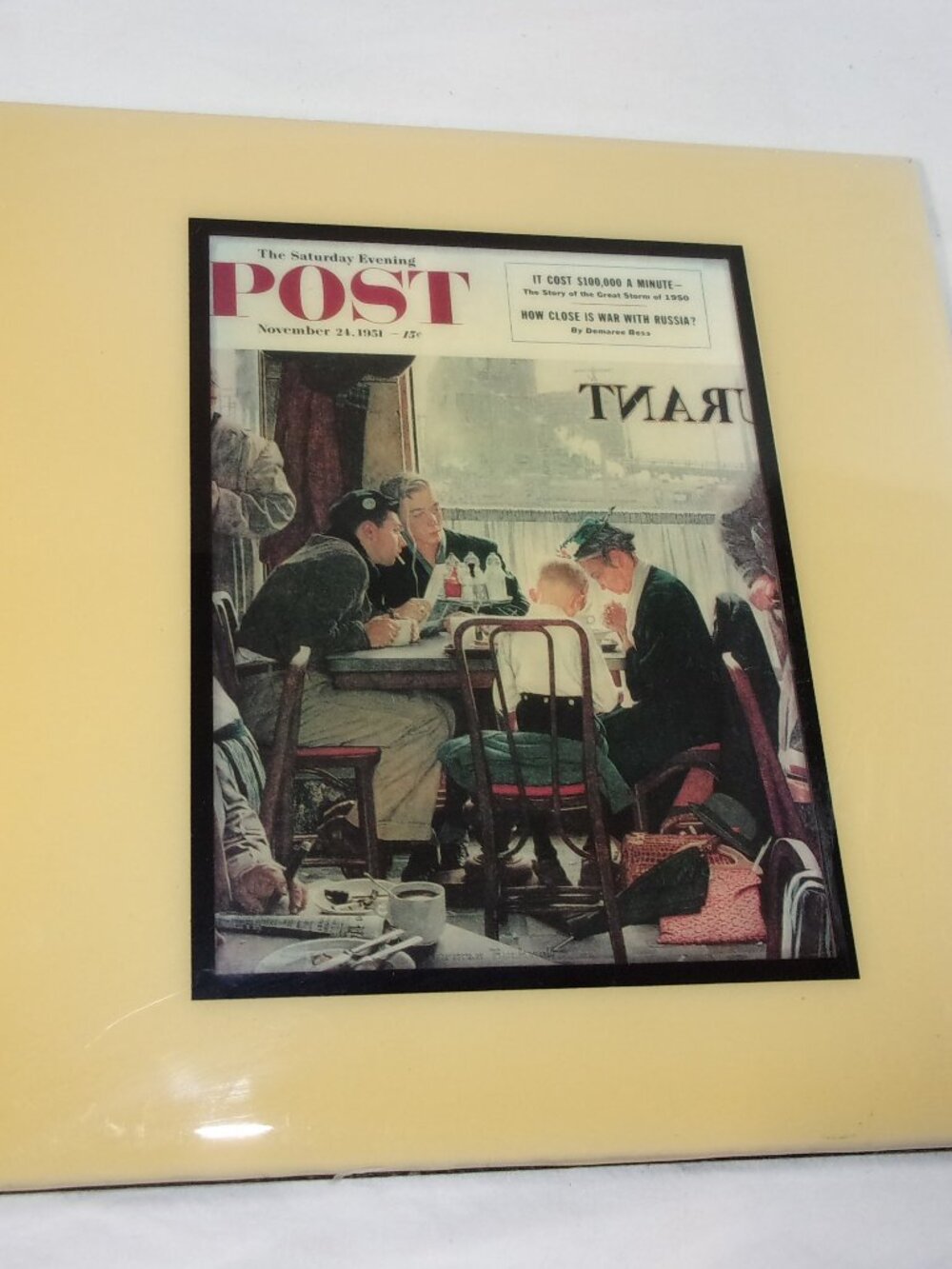 THE SATURDAY EVENING POST NORMAN ROCKWELL "SAYING GRACE" ON A CERAMIC TILE